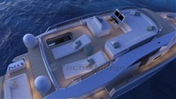Luxurious 2025 Pardo Yachts Endurance 60 deck with elegant seating and ocean view.