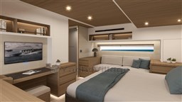 Luxurious interior of 2025 Pardo Yachts Endurance 60 with modern furnishings and ambient lighting.