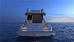 Sleek 2025 Pardo Yachts Endurance 60 on calm ocean at sunset.