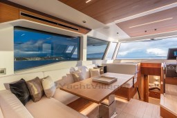 Luxurious interior of 2025 Pardo Yachts Endurance 60 with elegant seating and ocean view.