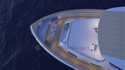 Aerial view of 2025 Pardo Yachts Endurance 60 luxury deck at dusk.