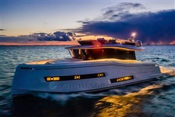 Pardo Yachts Endurance 60, 2025 model, cruising at sunset on open water.