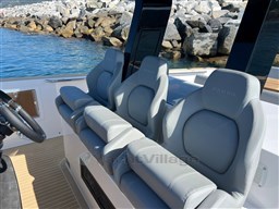 Luxurious seating on 2023 Pardo Yachts 38, featuring sleek design and premium materials.