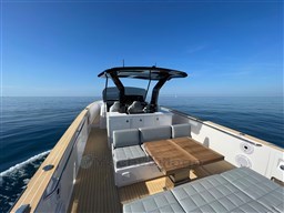 2023 Pardo Yachts 38 on calm sea, featuring sleek design and spacious deck.