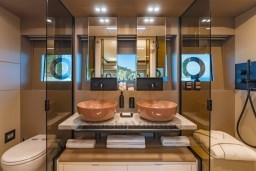 Luxurious bathroom in 2025 Pardo Yachts Endurance 72 with dual sinks and modern design.