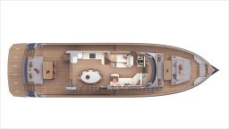 Top view of 2025 Pardo Yachts Endurance 72 layout, showcasing spacious interior design.