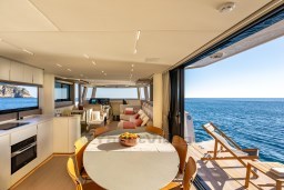 Luxurious interior of 2025 Pardo Yachts Endurance 72 with ocean view and modern amenities.