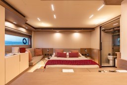 Luxurious interior of 2025 Pardo Yachts Endurance 72, featuring elegant bedroom and modern design.