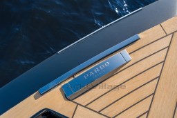 Deck of 2026 Pardo Yachts 43 with sleek design and branding.