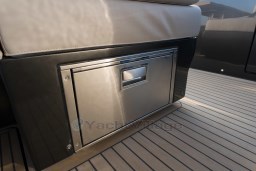 Stainless steel drawer on 2026 Pardo Yachts 43, featuring sleek design and modern finish.