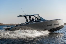 2026 Pardo Yachts 43 cruising on open water, sleek design and modern features.