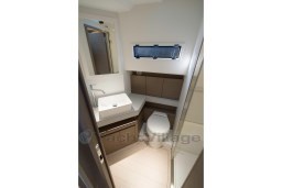 Modern bathroom interior of 2026 Pardo Yachts 43, featuring sleek design and fixtures.