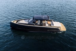2026 Pardo Yachts 43 cruising on open water, showcasing sleek design and luxury features.