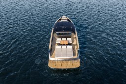 2026 Pardo Yachts 43 luxury yacht on open water, aerial view.