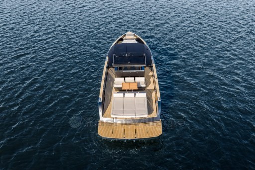 2026 Pardo Yachts 43 luxury yacht on open water, aerial view.