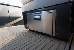 Stainless steel fridge on 2026 Pardo Yachts 43, sleek design on teak deck.