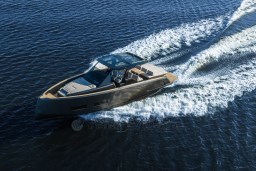 2026 Pardo Yachts 43 cruising on open water, showcasing sleek design and performance.