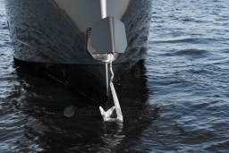 Front view of 2026 Pardo Yachts 43 with anchor in water.