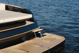 2026 Pardo Yachts 43 luxury yacht with teak deck on calm water.