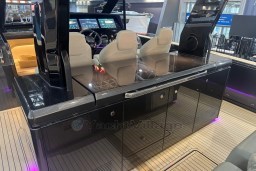 Luxury interior of 2026 Pardo Yachts 43, featuring sleek design and modern controls.