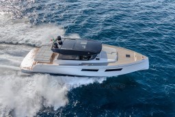 2025 Pardo Yachts GT 52 cruising on open water, showcasing sleek design and performance.