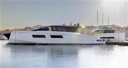 2025 Pardo Yachts GT 52 in a serene marina setting under sunlight.