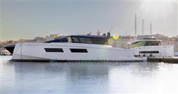 2025 Pardo Yachts GT 52 in a serene marina setting under sunlight.