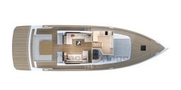 Top view of 2025 Pardo Yachts GT 52 interior layout, showcasing elegant design and spacious living areas.
