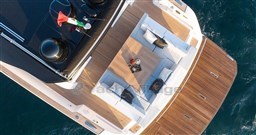 Aerial view of 2025 Pardo Yachts GT 52 deck with seating and table.