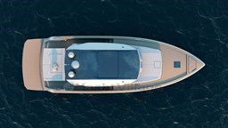 Top view of 2025 Pardo Yachts GT 52 luxury yacht on the water.