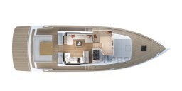 Top view of 2025 Pardo Yachts GT 52 layout, showcasing interior and deck design.