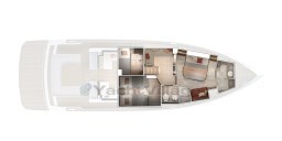 2025 Pardo Yachts GT 52 interior layout, showcasing spacious cabins and modern design.