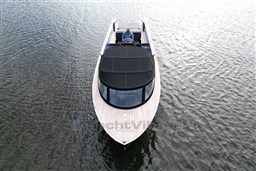 Isloep Rapida 990 boat from 2010 on calm water, top view.