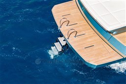 Luxury Pardo Yachts 43, 2026 model, featuring elegant teak deck on blue ocean.