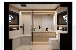 Luxurious bathroom in Pardo Yachts GT65, model year 2026.