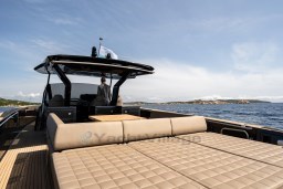 2025 Pardo Yachts 50 cruising on open water, featuring spacious deck and modern design.