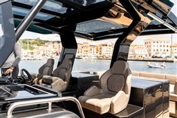 Luxury interior of 2025 Pardo Yachts 50, featuring sleek design and comfortable seating.