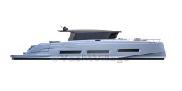 2025 Pardo Yachts GT75, sleek modern design, side view, luxury yacht.