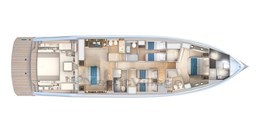 2025 Pardo Yachts GT75 interior layout with multiple cabins and luxurious amenities.