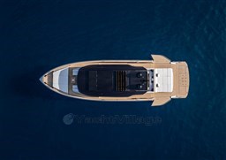 Overhead view of 2025 Pardo Yachts GT75 on deep blue water.