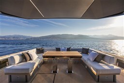 Luxury Pardo Yachts GT75, 2025 model, with elegant seating and ocean view.