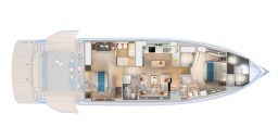 Floor plan of 2025 Pardo Yachts GT75, showcasing luxurious interior layout and amenities.