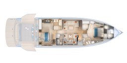 2025 Pardo Yachts GT75 layout showcasing luxurious interior design and spacious cabins.