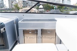 2024 VanDutch 40 yacht interior with sleek cabinetry and modern design elements.