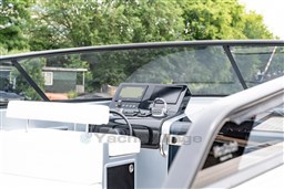 2024 VanDutch 40 yacht cockpit with modern navigation controls and sleek design.