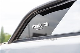 2024 VanDutch 40 yacht window with logo, sleek design, modern luxury.