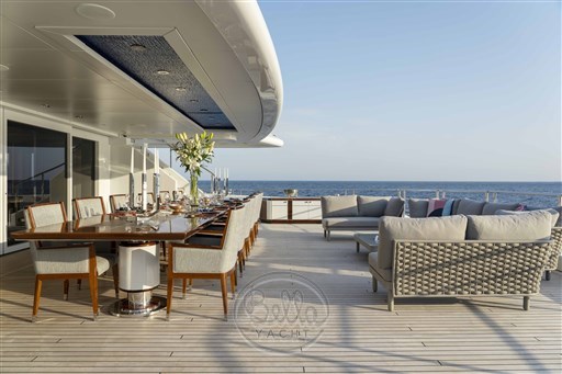 24, Upperdeck aft exterior lounge 1 -  Mathieu Gueudin - Yacht Broker - Yacht for sale - Bella Yacht - Cannes - Côte d'Azur - Monaco - Illusion Plus - MY