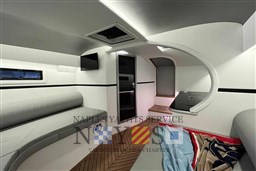 Luxurious interior of 2020 Albatro EVO 45 yacht with modern design and comfortable seating.