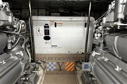 Engine room of 2009 Pershing 72 yacht featuring Kohler power systems.